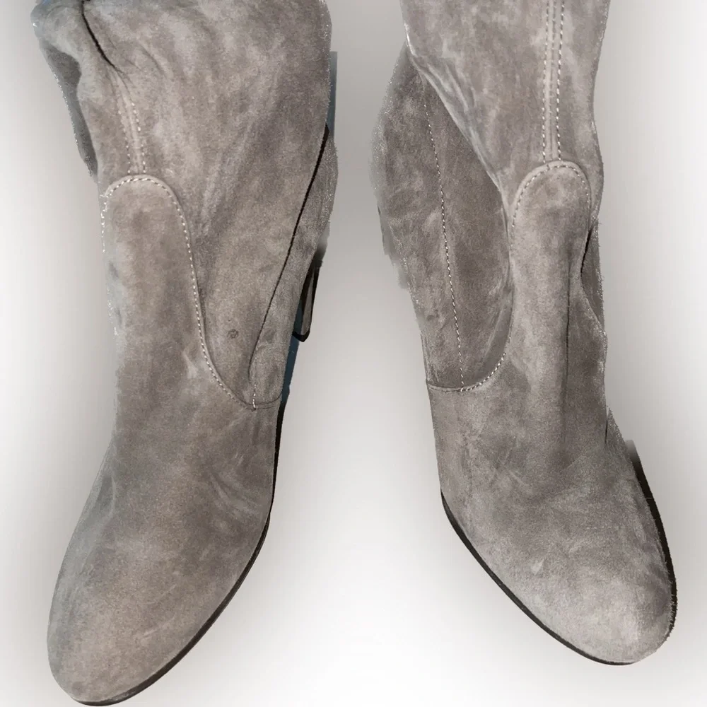 Stuart Weitzman highland dark grey suede boots 8.5